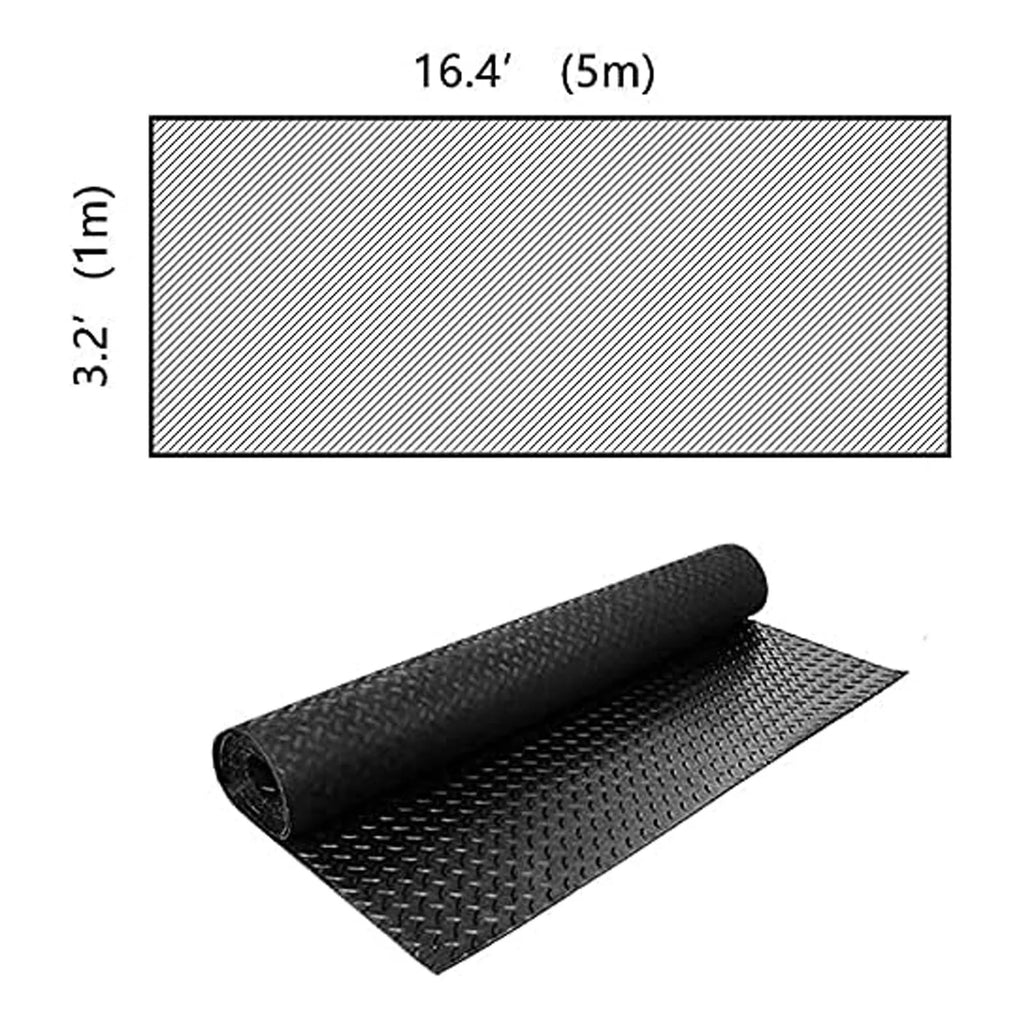 16.5ft x 3.3ft Heavy Duty Rubber Garage Floor Mat Roll N930829