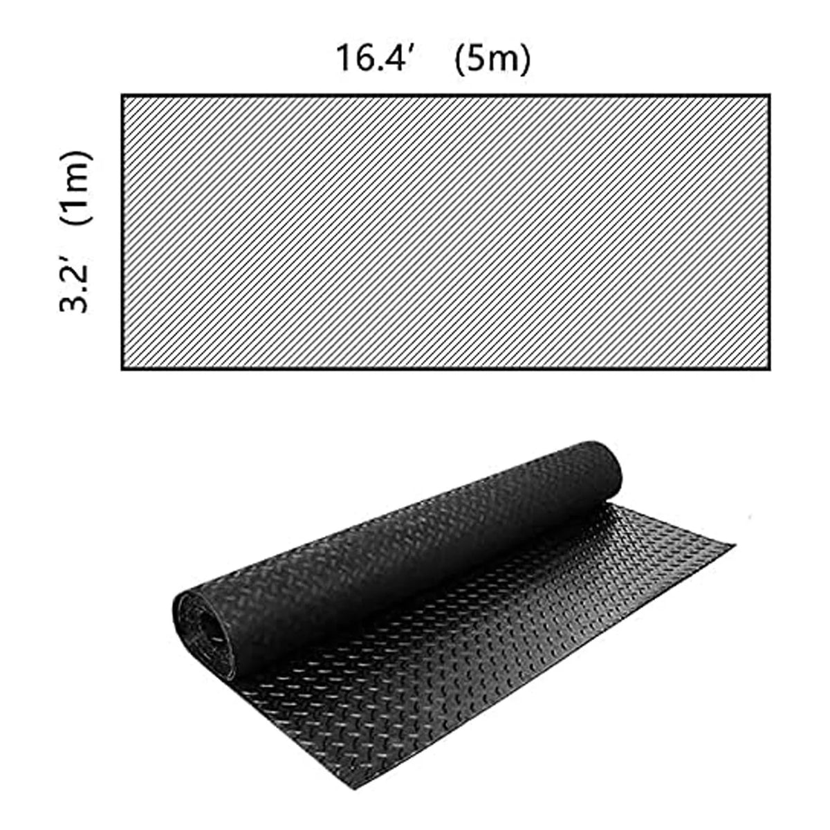16.5ft x 3.3ft Heavy Duty Rubber Garage Floor Mat Roll N930829