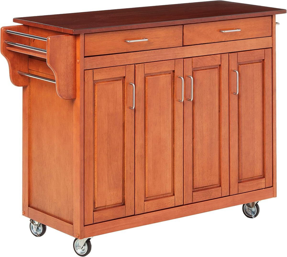 Natural 4 Door Cabinet Kitchen Cart with Gray Granite Top P643528