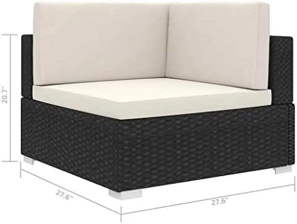 Gray Poly Rattan Sectional Corner Chair with Cushions J770705
