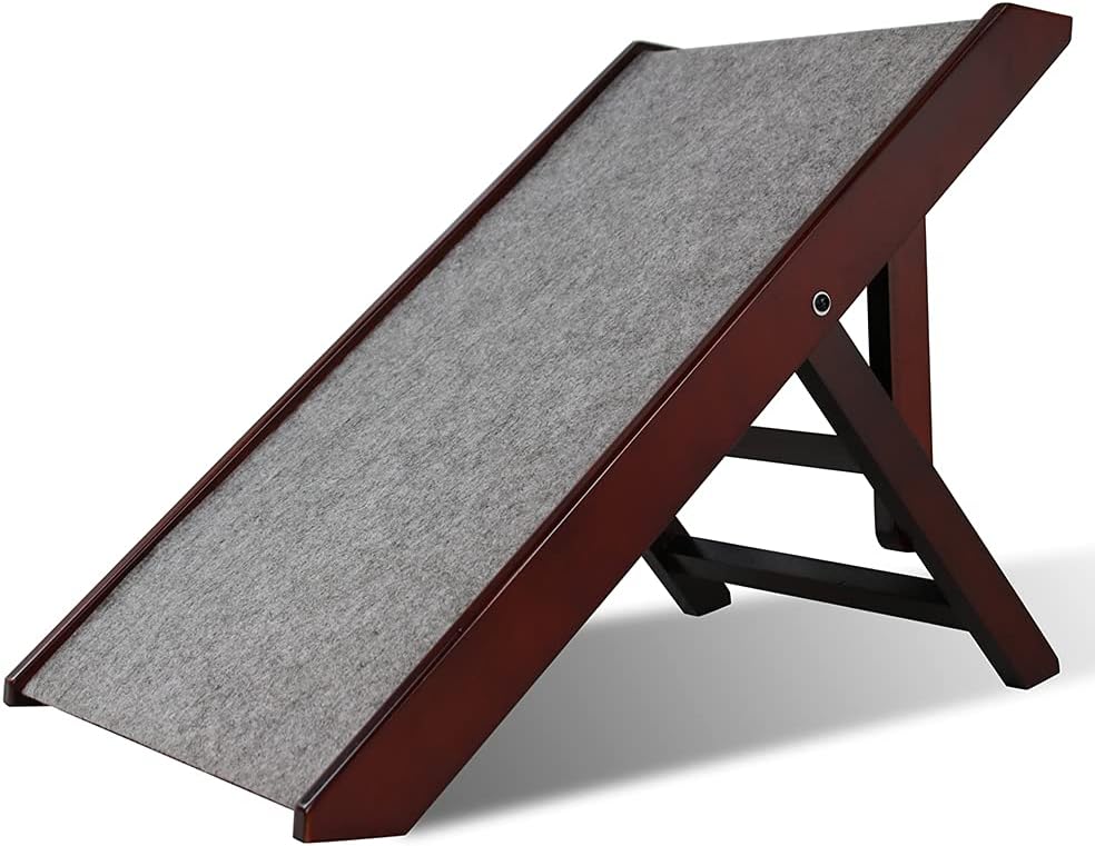 Wood Pet Ramp Adjustable Foldable Wide Dog Ramp N663356