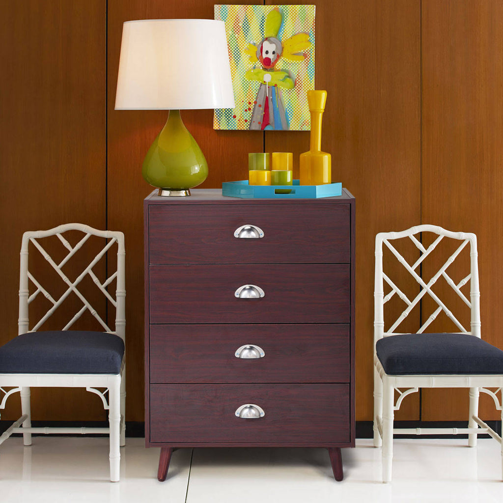 Brown 4 Drawer Nightstand Cabinet O537