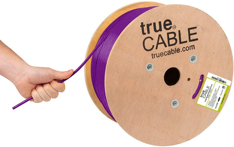 Cat6A Plenum (CMP) 1000ft Purple 23AWG 4 Pair Solid Bare Copper Bulk Ethernet Cable F2847