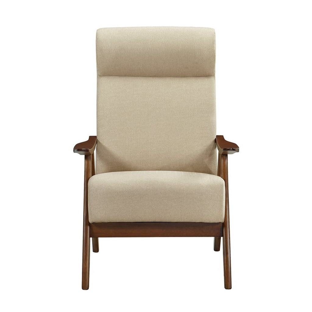 Brown Solid Wood and Fabric Accent Chair F17350