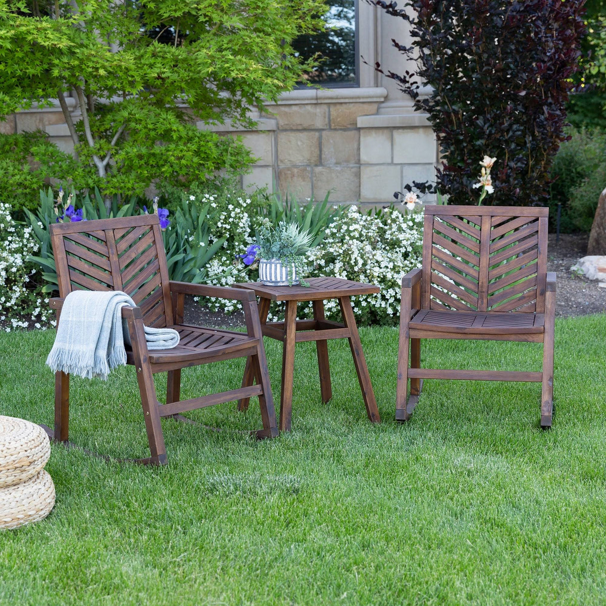 3-Piece Acacia Chevron Dining Set V27898