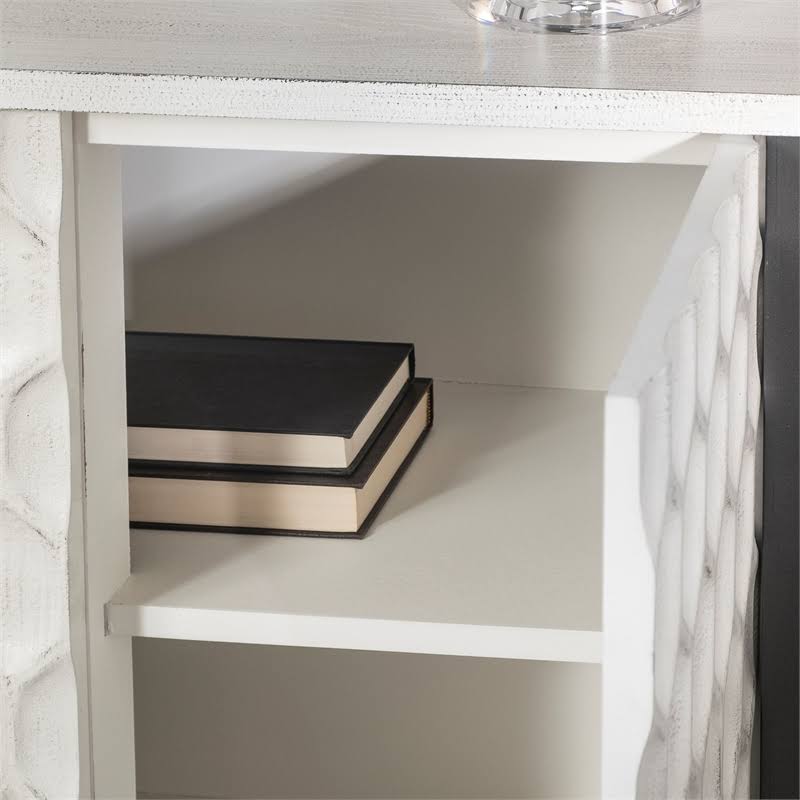 White Wood and Iron 2 Door Cabinet Y37966