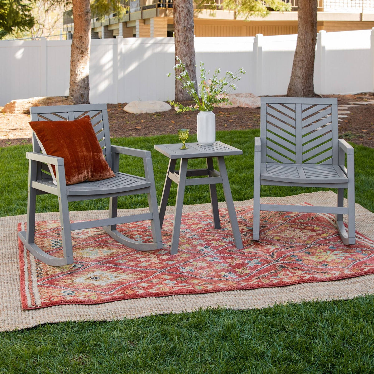3-Piece Acacia Chevron Dining Set V27898