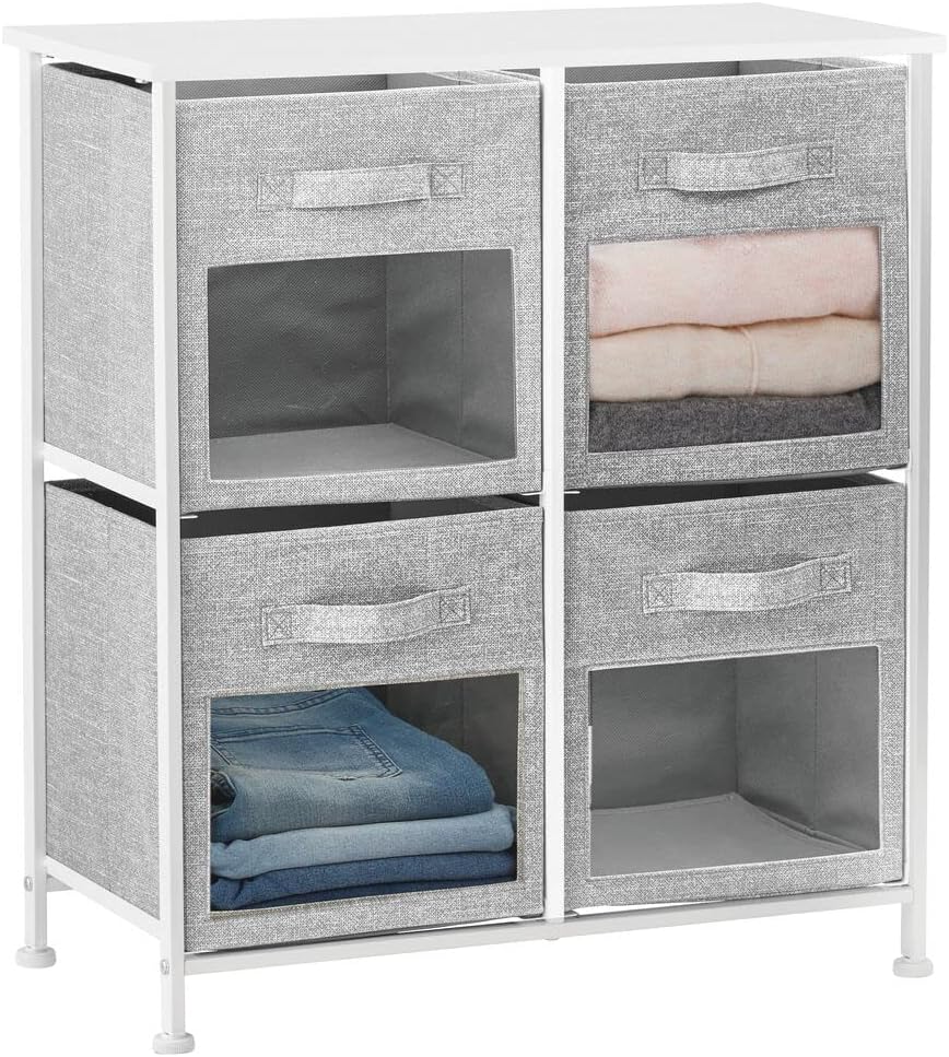 Vertical Furniture Storage Tower with 4 Drawers Fabric Bins B561288