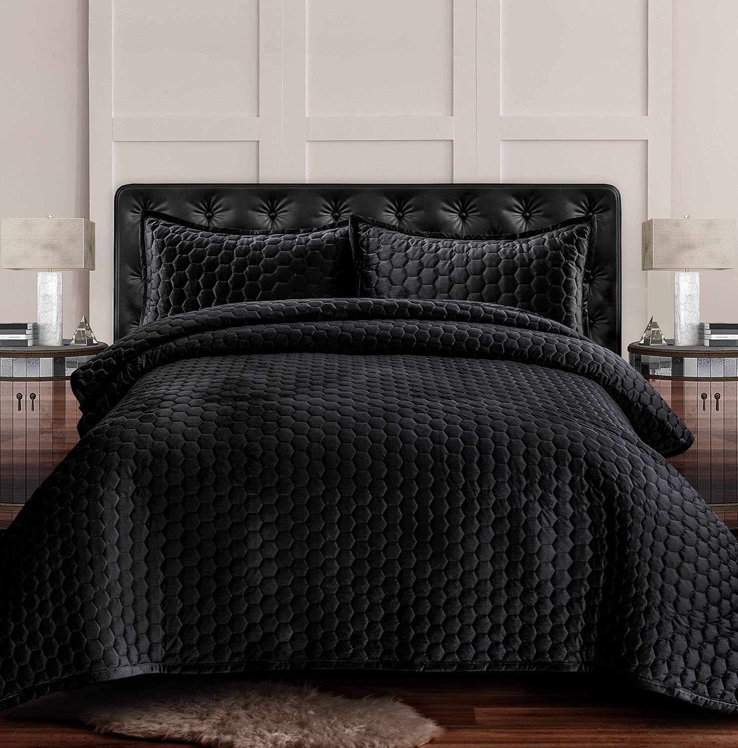 Velvet Oversized Quilt Set, Queen, Camel J195638