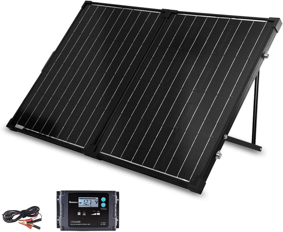 100 Watt 12 Volt Monocrystalline Foldable 2Pcs 50W Solar Panel Suitcase with Waterproof 20A Charger Controller O55050