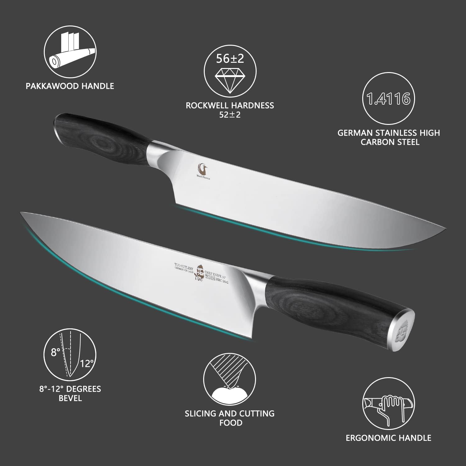 10 inch German Stainless High Carbon Steel Chef Knife P180609