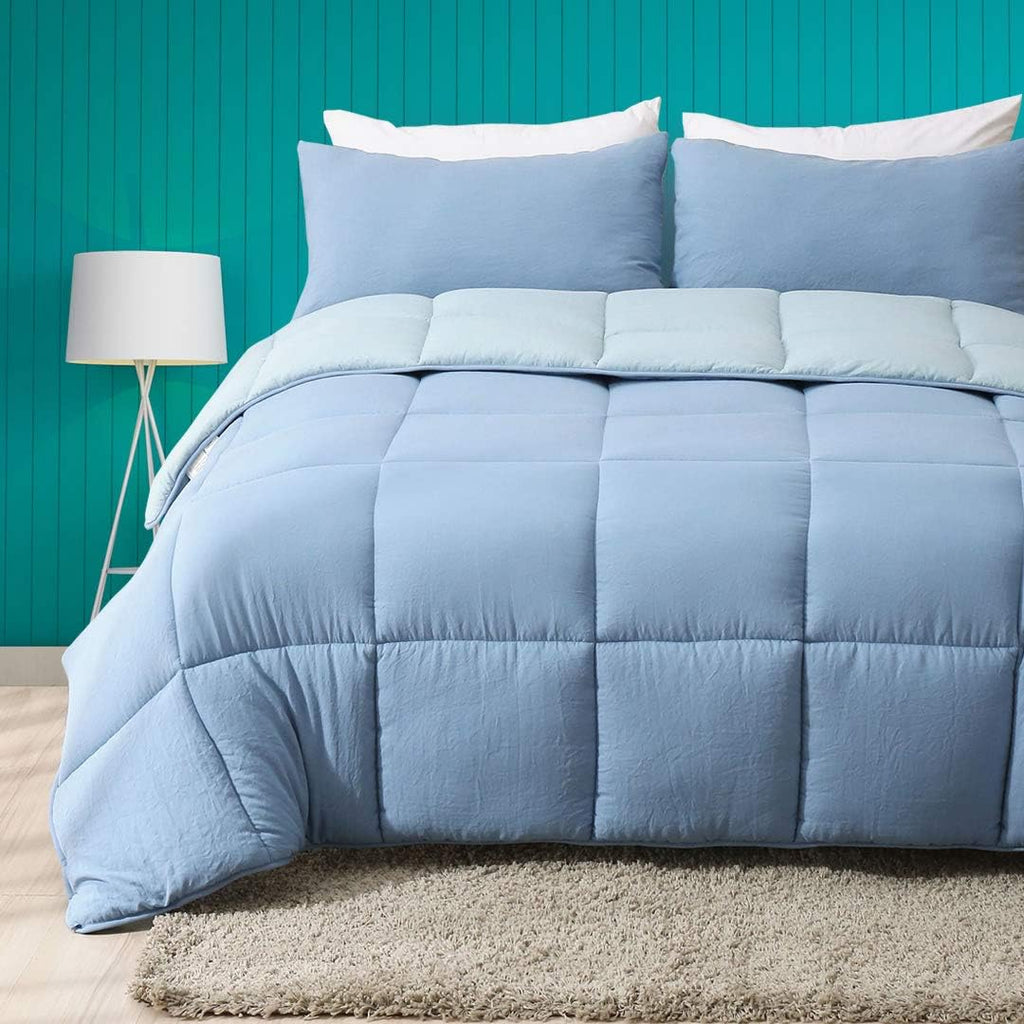 Full/Queen Size Navy Blue/Light Grey Reversible Down Alternative Comforter Q4143