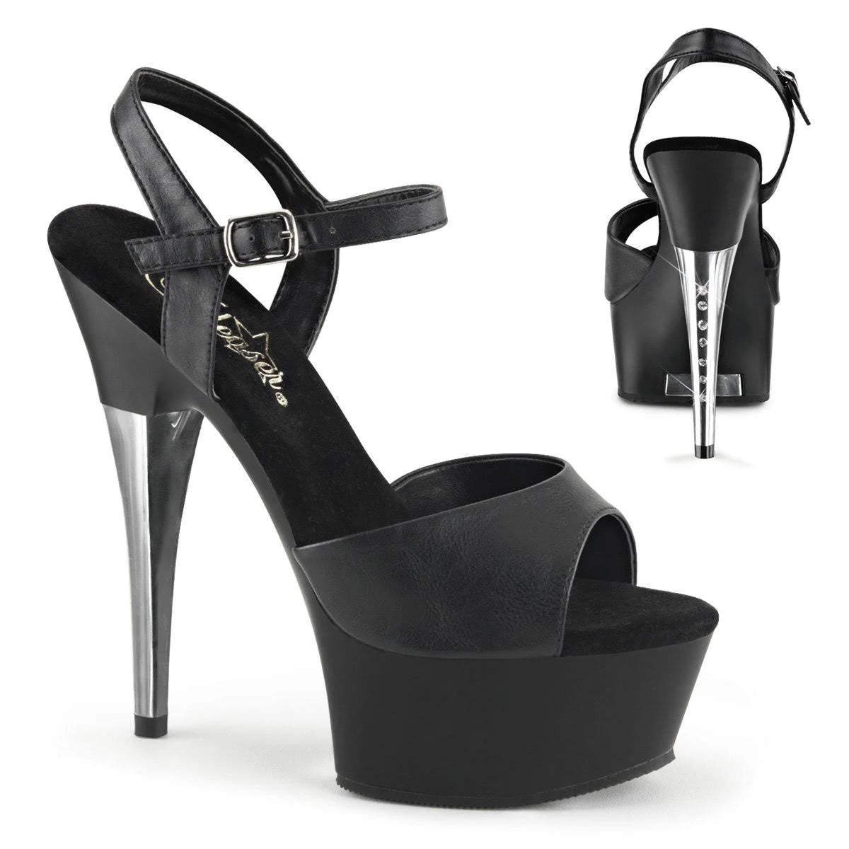 Black Patent Clear Platform Heels H522