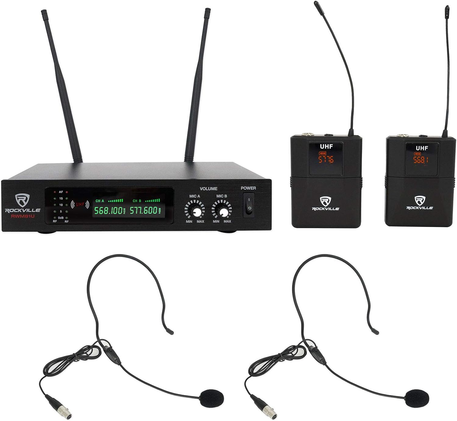 Quad Wireless UHF Handheld/Headset Microphone System 20 Channel N8769