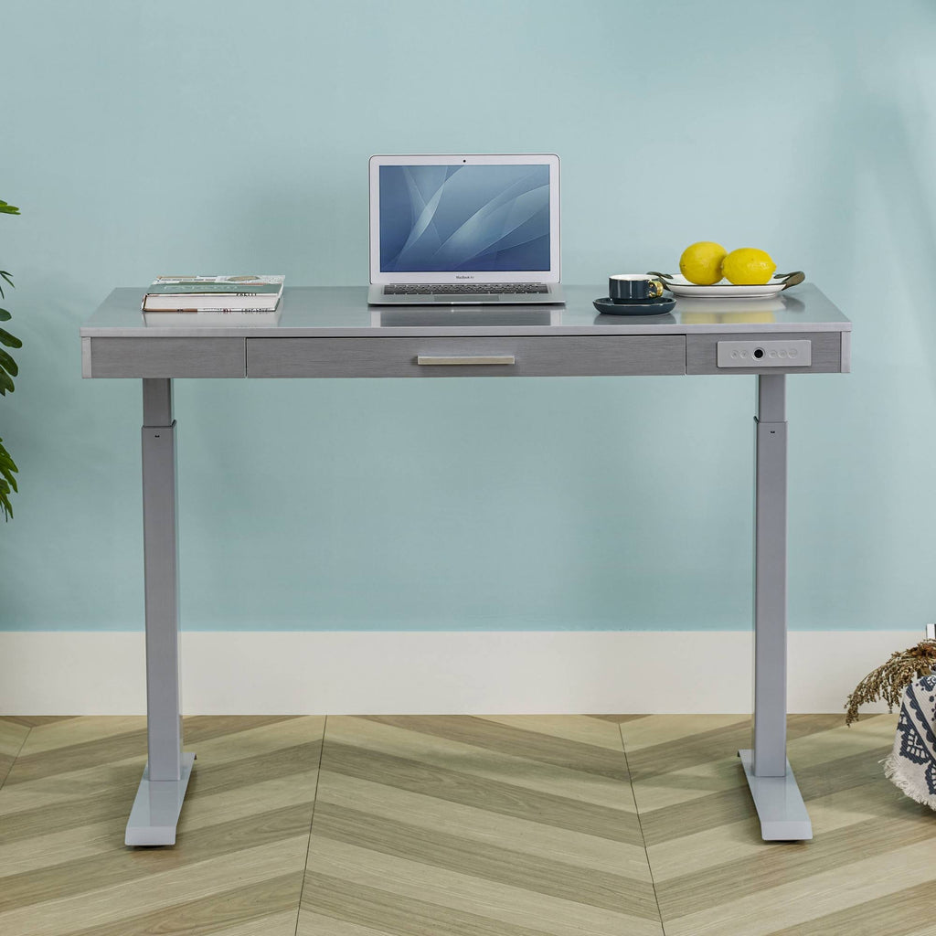 Rectangular Gray Standing Desk with Adjustable Height T8599