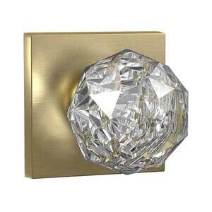 Solid Brass Crystal Ball Knob with Square Rosette P2493
