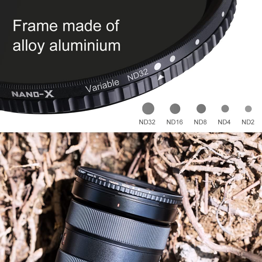 58mm Variable ND Filter ND2-ND32 Camera Lens Filter, 28 Multi-Layer Coatings, Pack of 2 J905