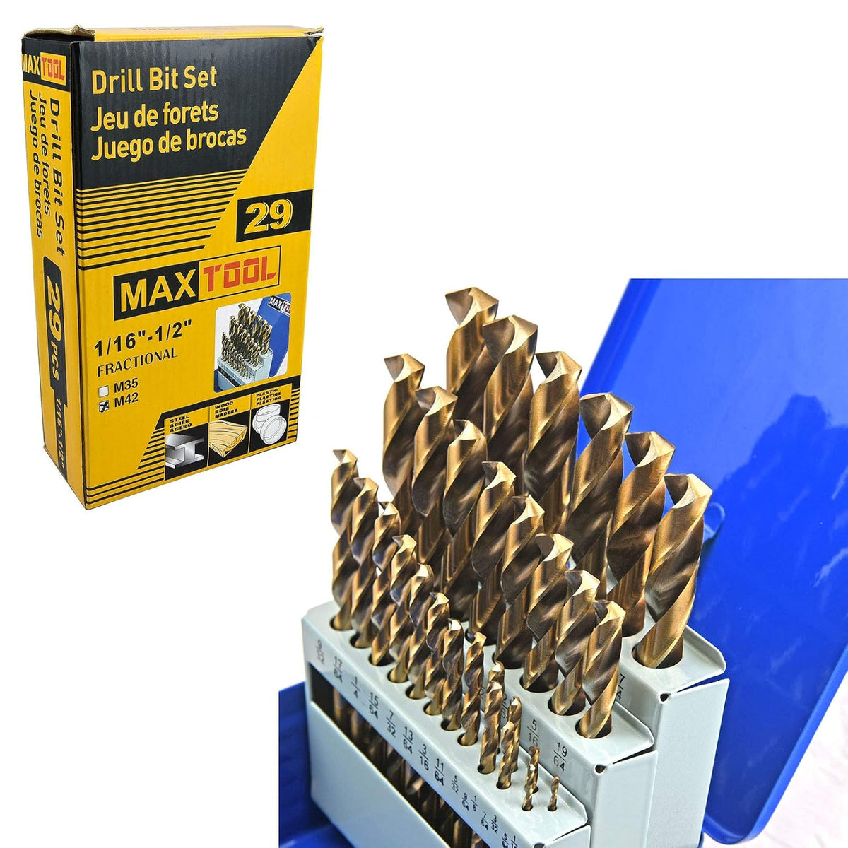29 Piece Cobalt HSS M42 Twist Drill Bit Set Z271087