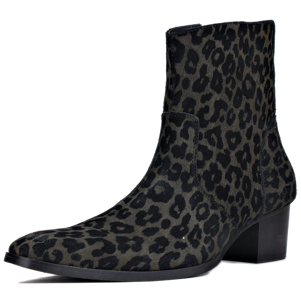Chelsea Pony Hair Leopard Boots for Men D9317