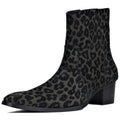 Chelsea Pony Hair Leopard Boots for Men D9317