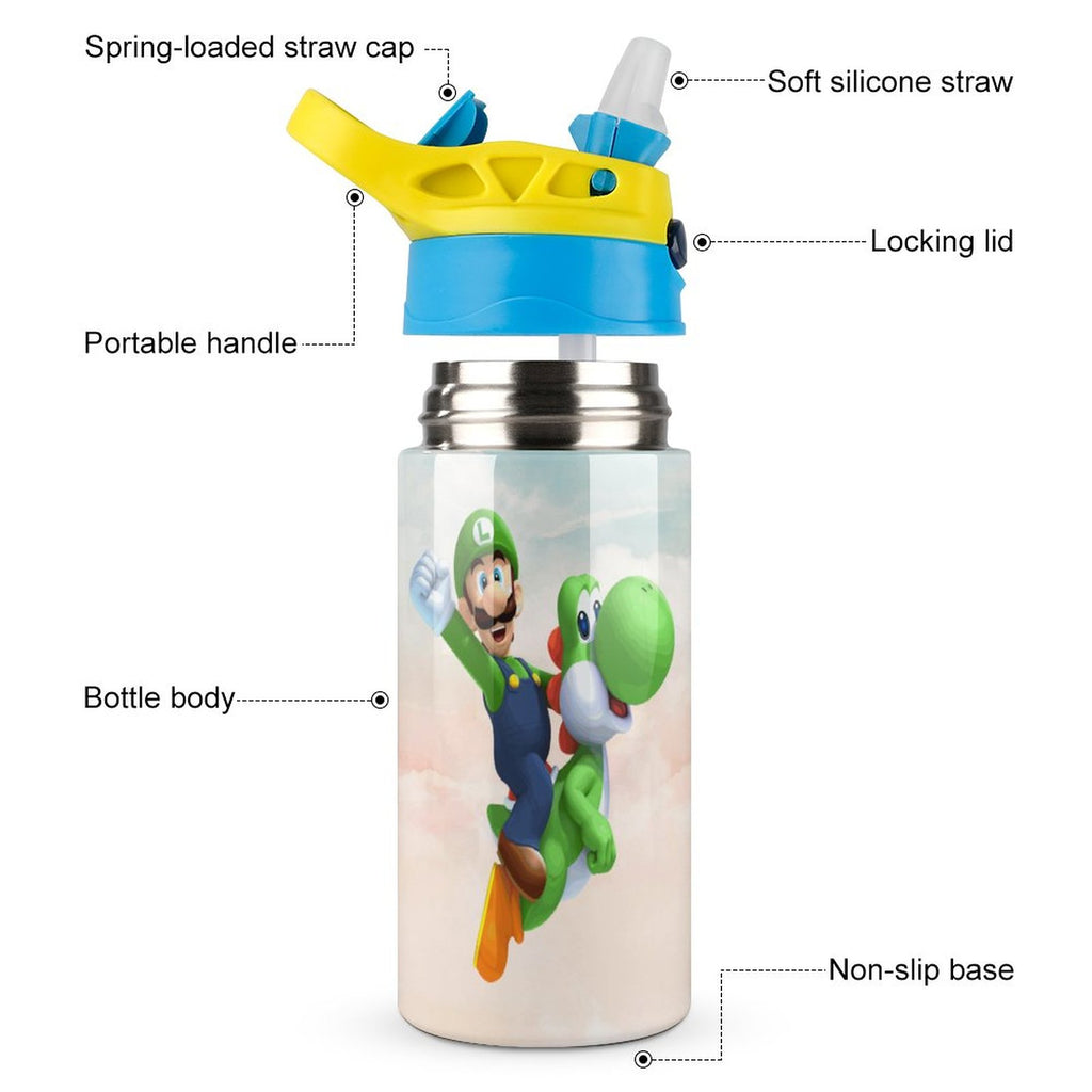 Insulated Water Bottle with Straw Stainless Steel Cup W847