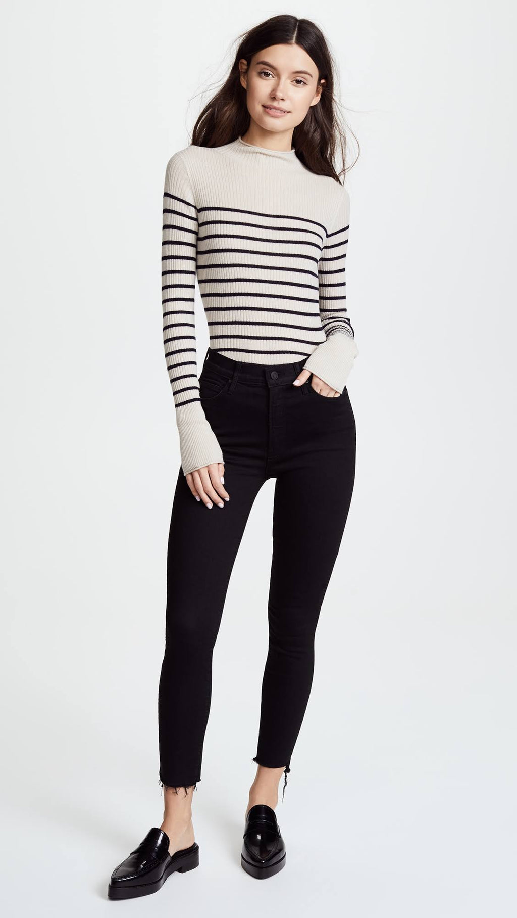 Black Zip Ankle Step Fray Jeans A101941