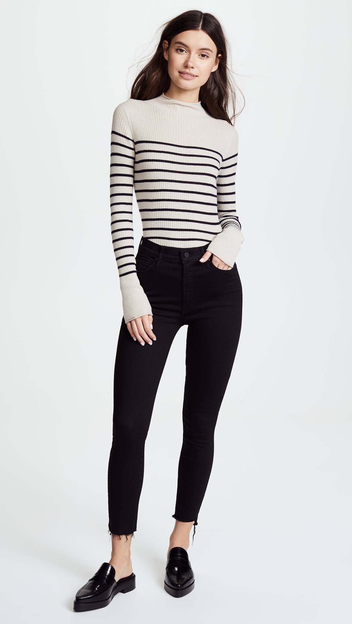 Black Zip Ankle Step Fray Jeans A101941