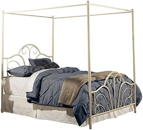 Cream Metal Canopy Bed, Queen E307