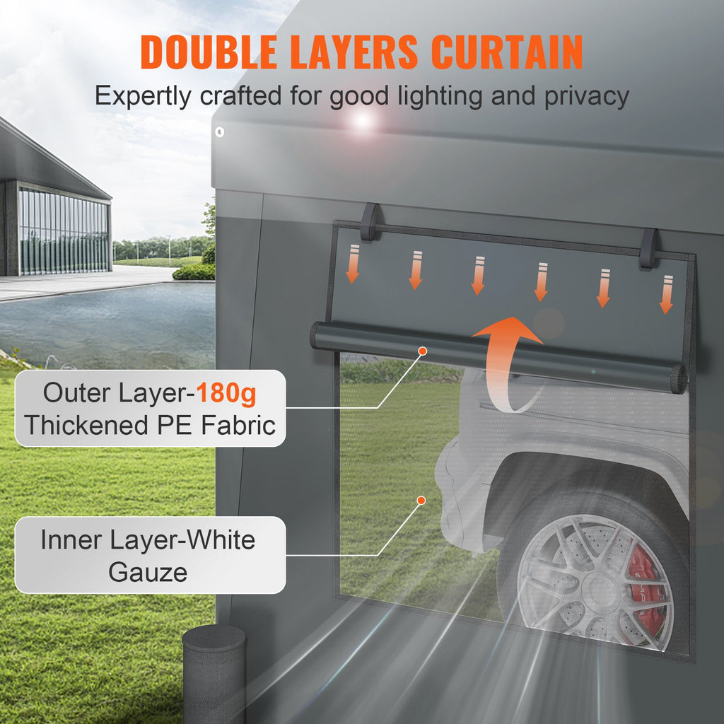 12x20ft Heavy Duty Carport with Removable Sidewalls W489