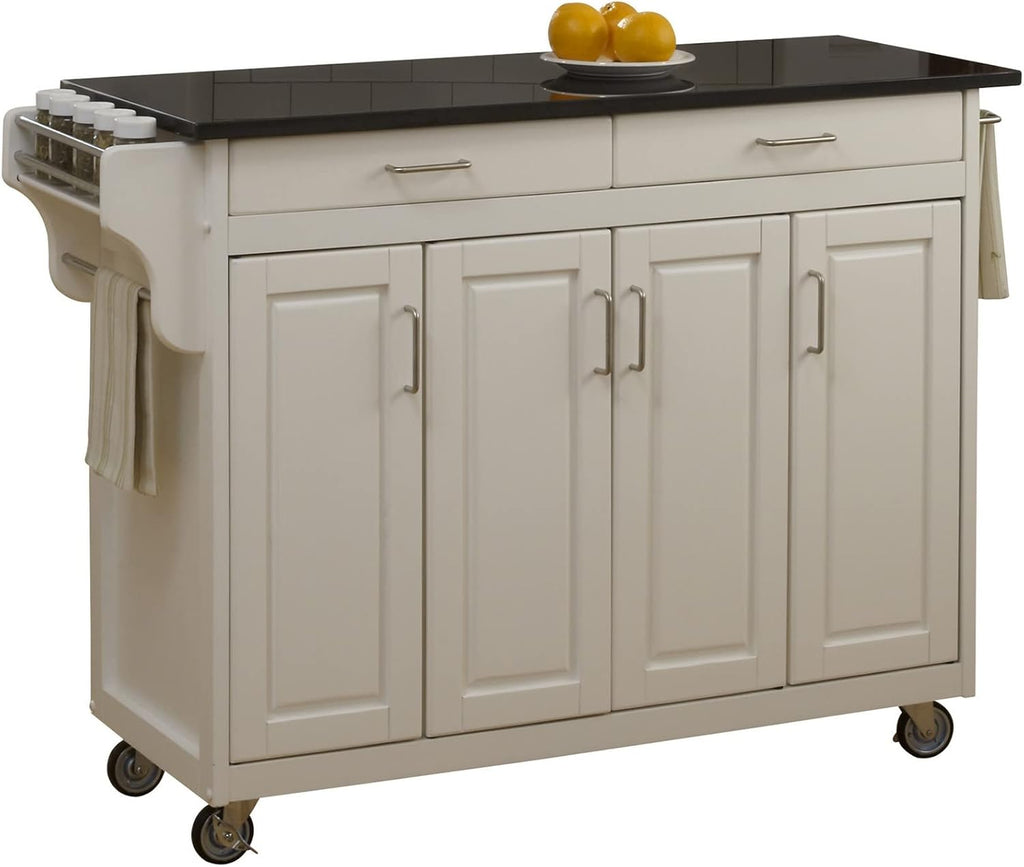 Natural 4 Door Cabinet Kitchen Cart with Gray Granite Top P643528