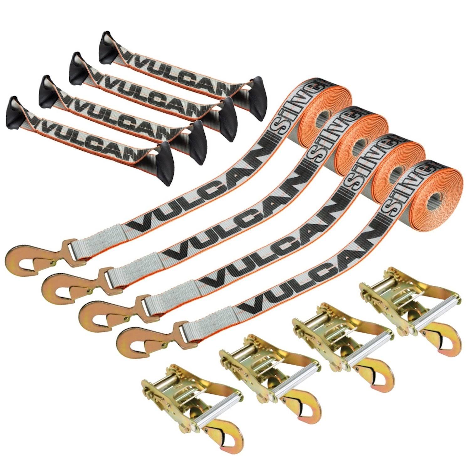 8-Point Roll Back Vehicle Tie Down Kit with Snap Hooks, Set of 4 V302798