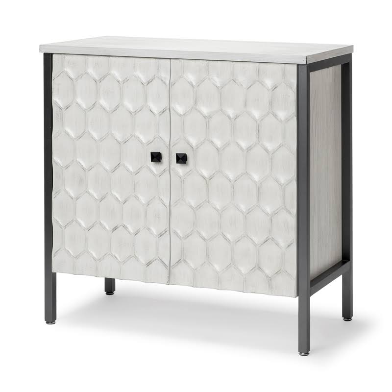 White Wood and Iron 2 Door Cabinet Y37966