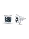 Sterling Silver Blue Enhanced Diamond Kite Earrings 1/12 Cttw T130277