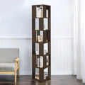 Black Walnut 6 Tier Rotating Wooden Bookcase S909