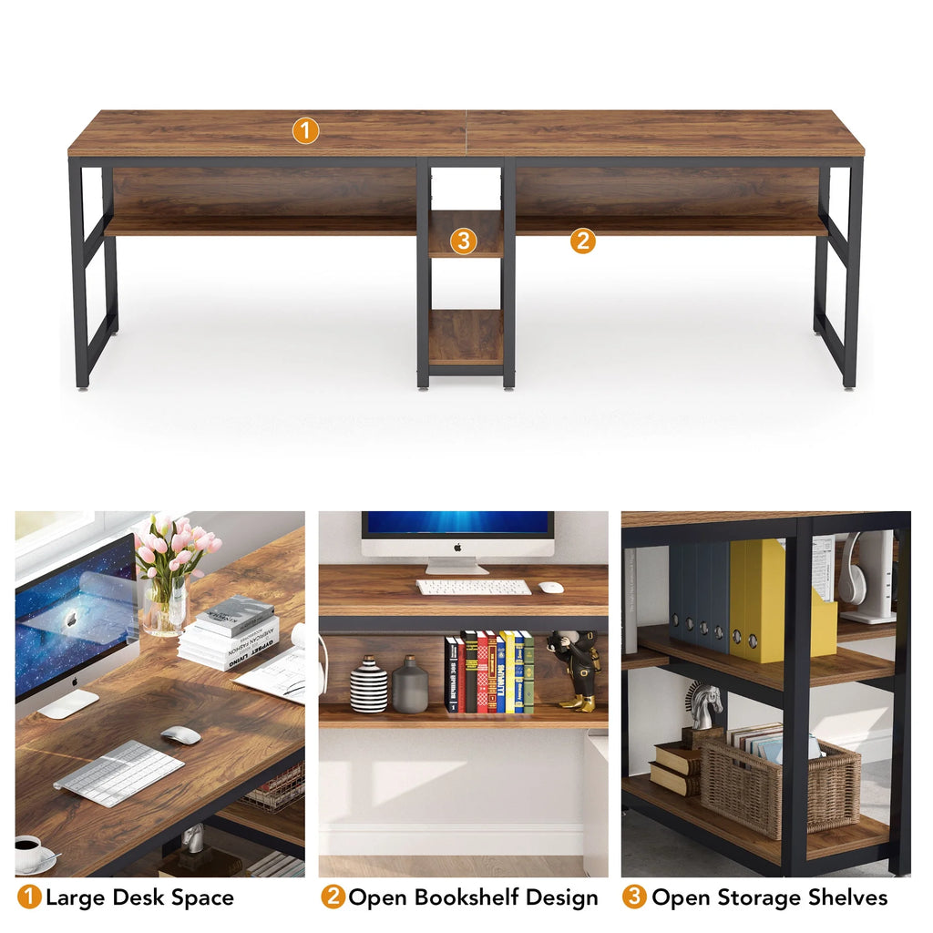 78.7 Two Person Desk with Bookshelf U959448