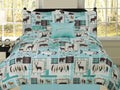 Queen Fishing Lakehouse Cabin Lodge Comforter Bedding Set Bear Fish Deer Rustic, Brown Blue and Teal X938526