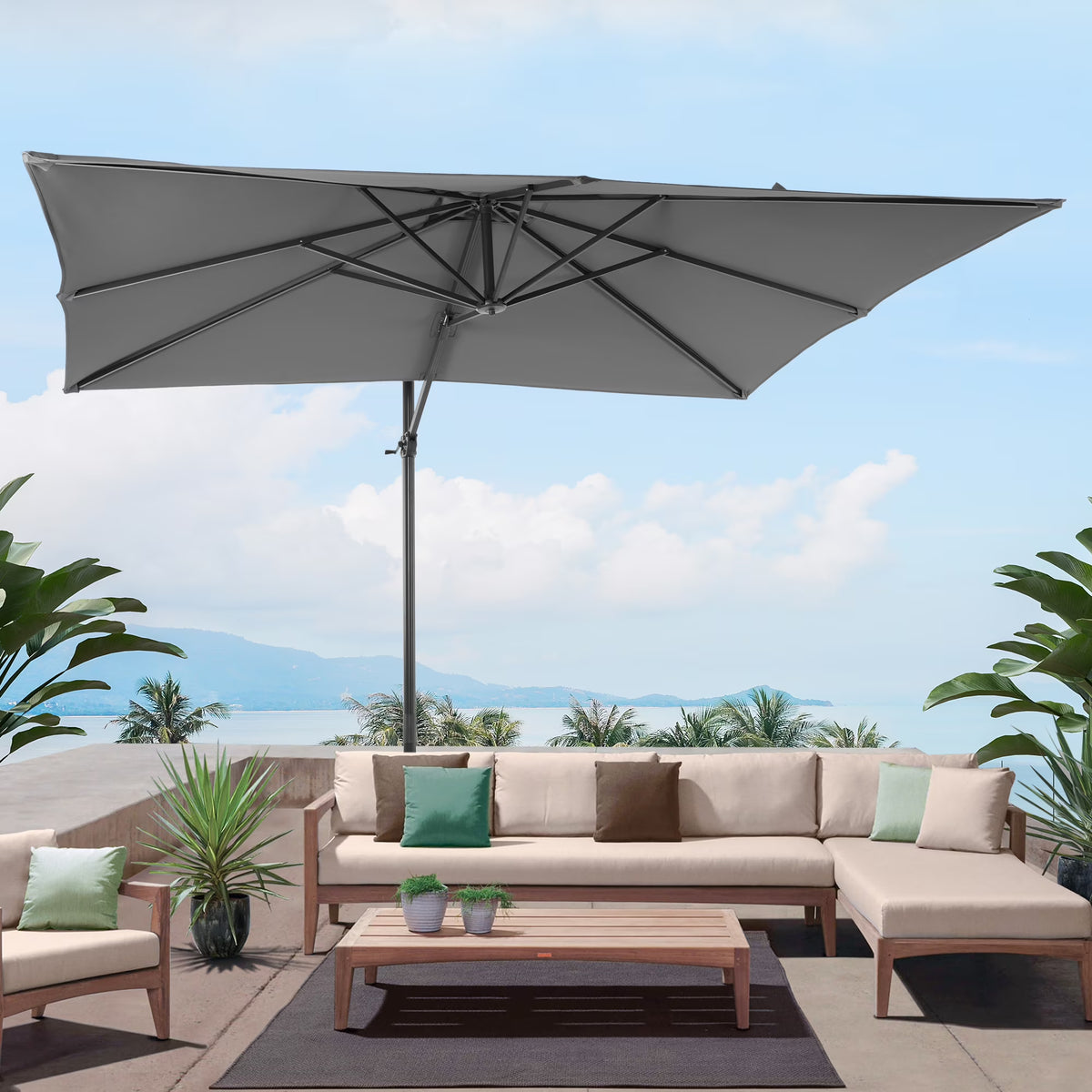 10×8FT Cantilever Patio Umbrella, Gray I990