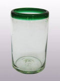 Emerald Green Rim Blown Glass Drinking Glasses Set of 6 T2969