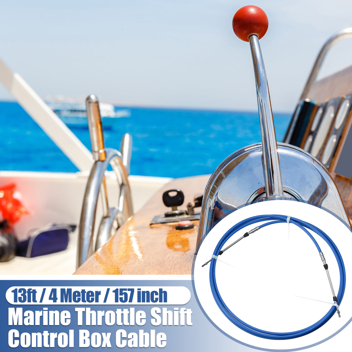 2pcs 13ft Marine Throttle Shift Remote Control Box Cable for Outboard Engine Boat V984