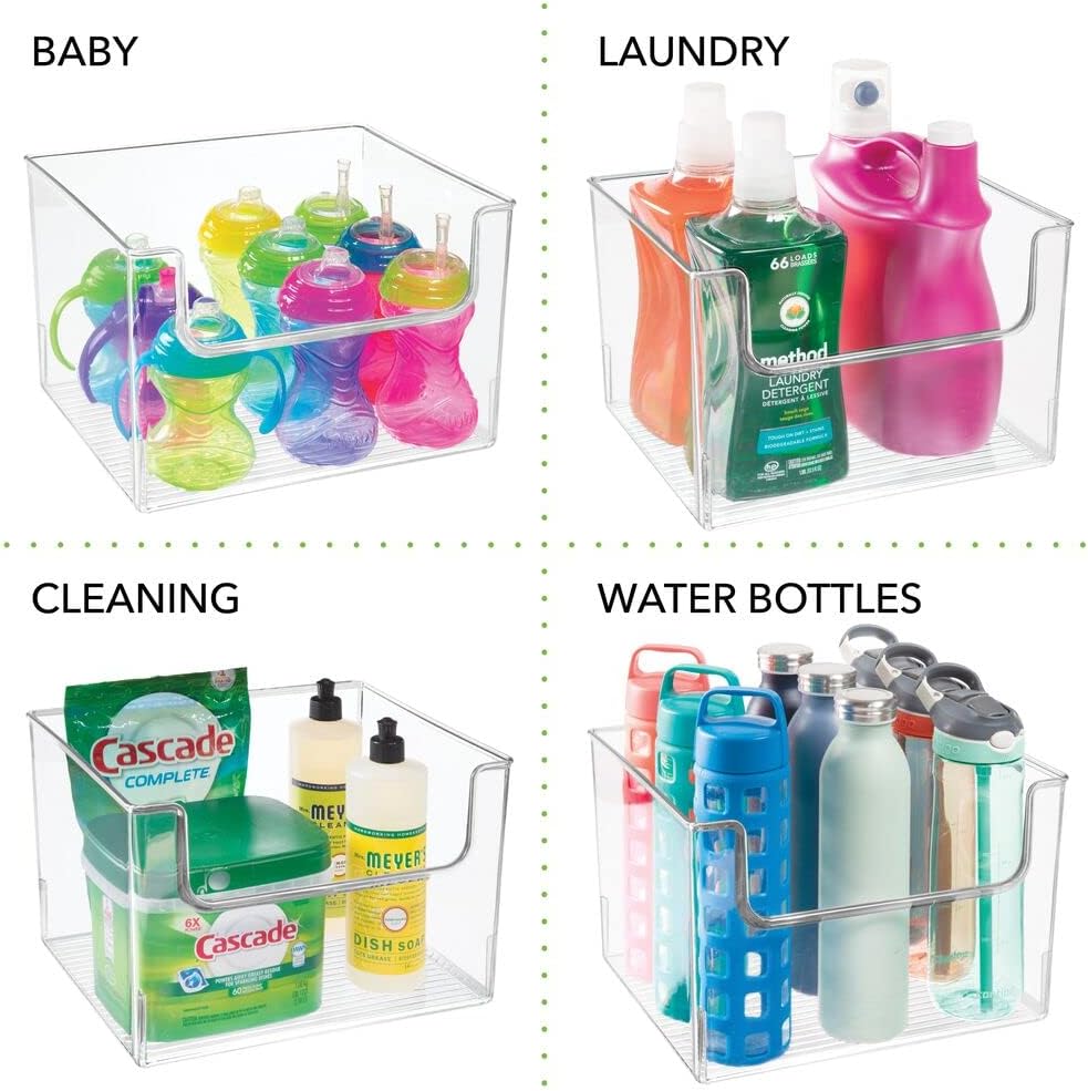 Clear 8 Pack Plastic Storage Organizer Bin Basket R57459