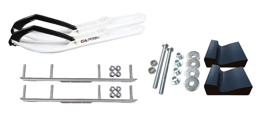 White Snowmobile Skis with 4.5" Shaper Bars Complete Kit T1706