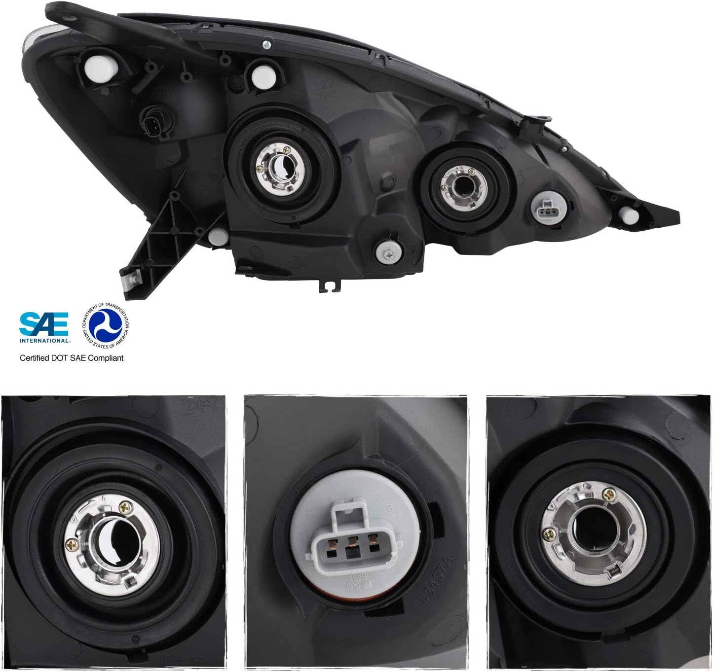 Chrome Housing Headlights Replacement Assembly H90614