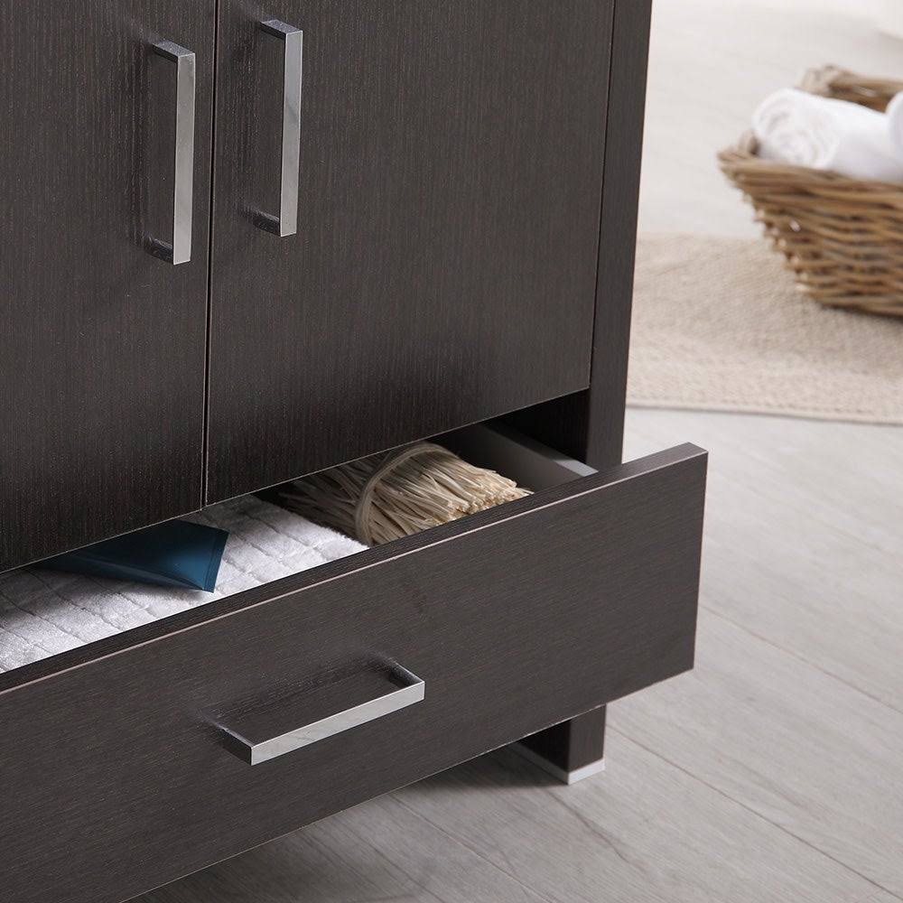 Glossy White Free Standing Bathroom Cabinet with Integrated Sink K8032