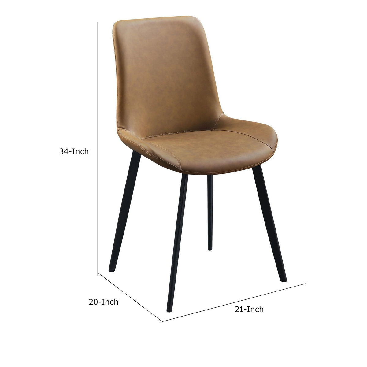 Tan Brown Vegan Leather Dining Chair, Set of 2 X748928