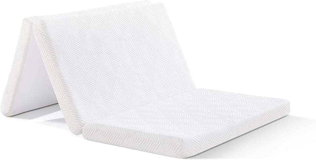 Twin 4 Inch Trifold Gel Memory Foam Mattress Topper with Breathable Cover H214325
