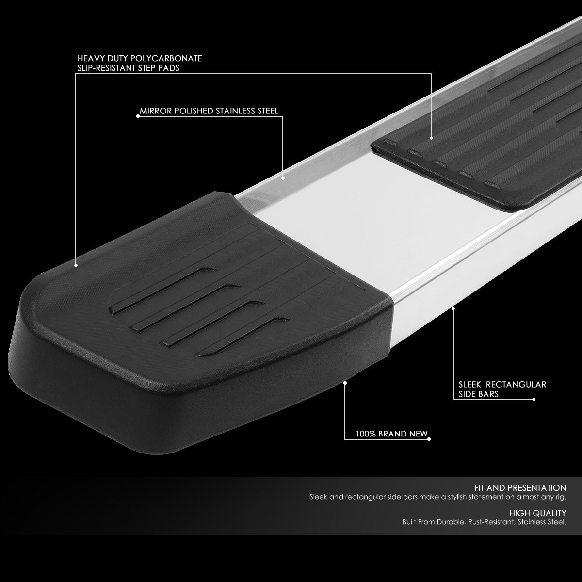 Pair 6" SS Flat Step Nerf Bar Running Boards W873