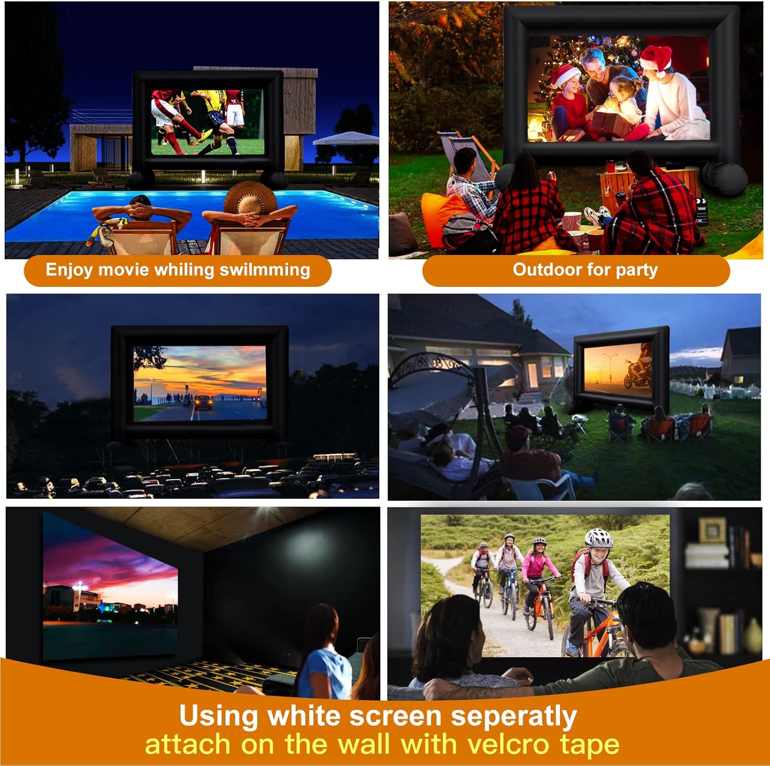16.5FT Inflatable Outdoor Movie Screen with Air Blower and Carry Bag I614
