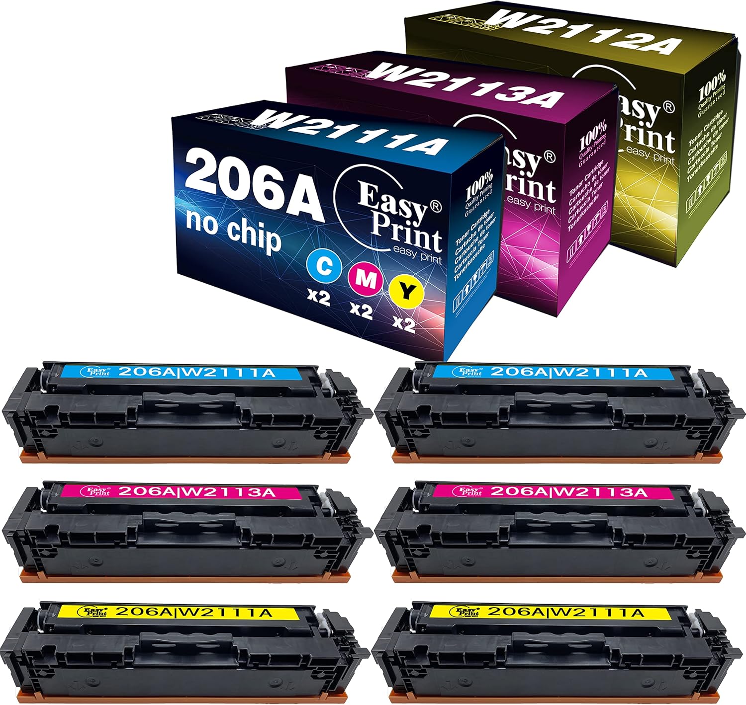 206A Toner Cartridge 6 Pack (2 Cyan 2 Magenta 2 Yellow) R900
