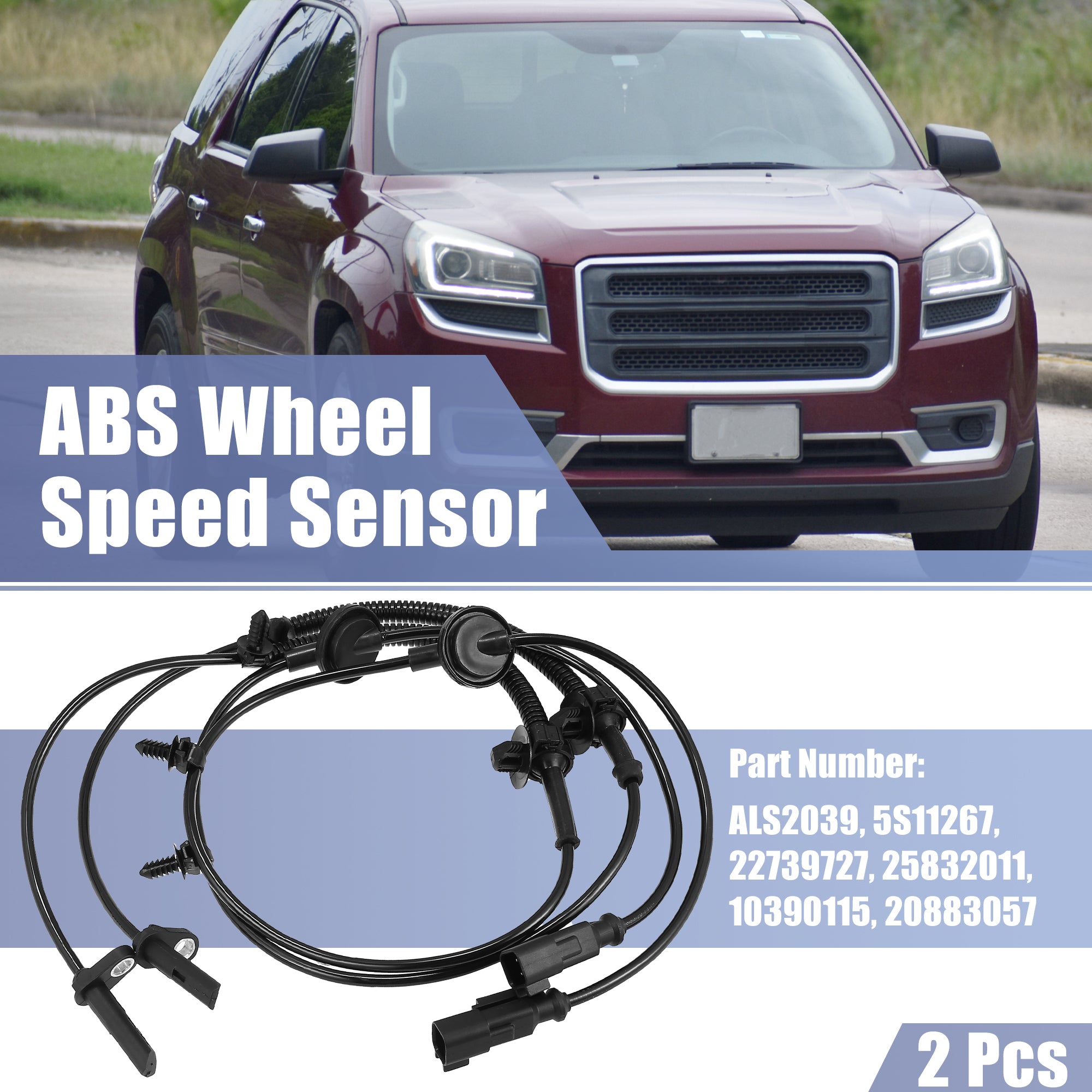 2pcs Front Left Right ABS Wheel Speed Sensor for Chevrolet Traverse 2009-2017 for GMC Acadia 2007-2016 C63253