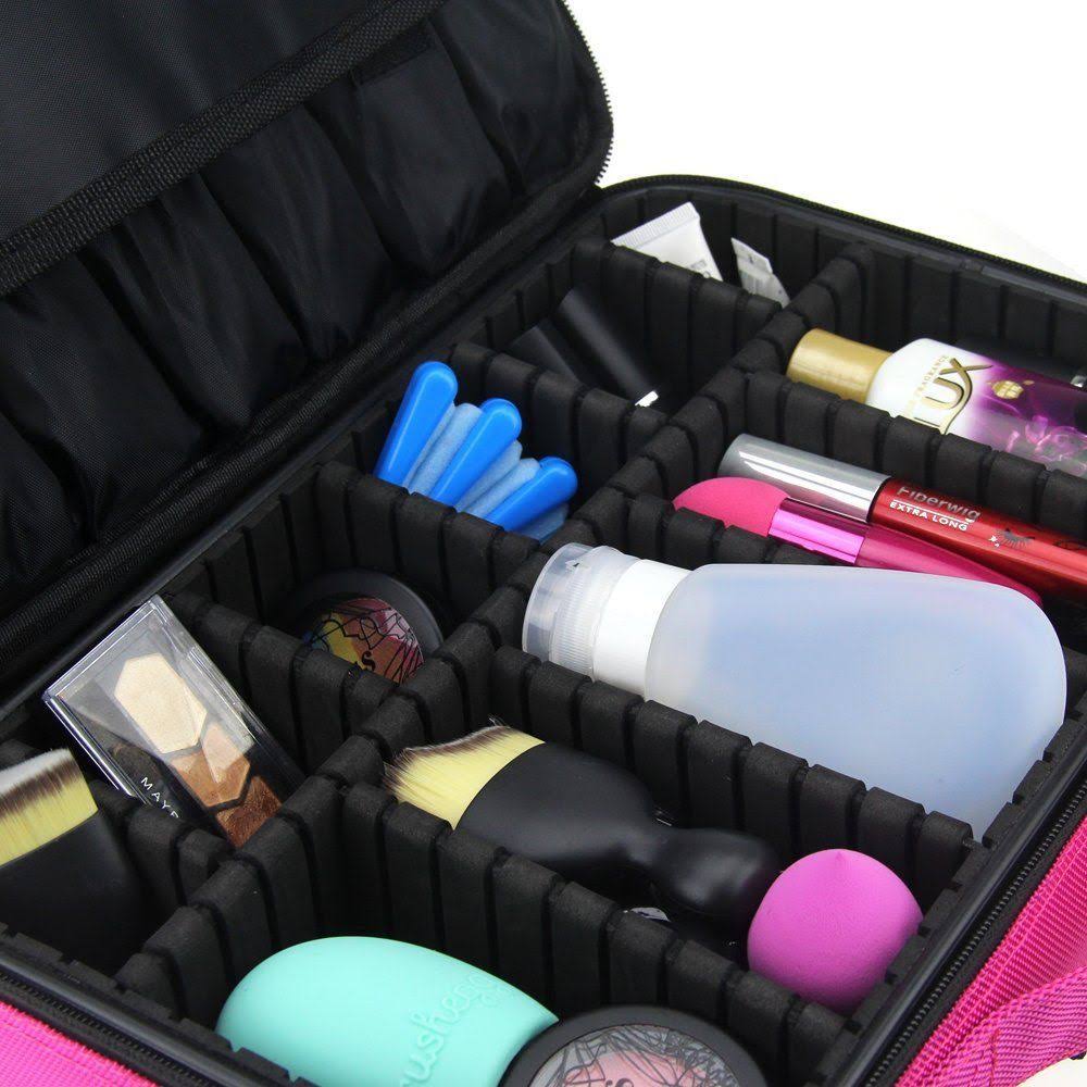 3 Layer Makeup Train Case Cosmetic Organizer Storage Brush Box C404079